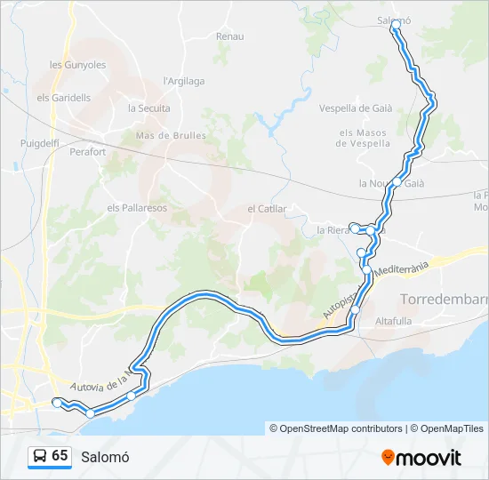 65 Bus Line Map