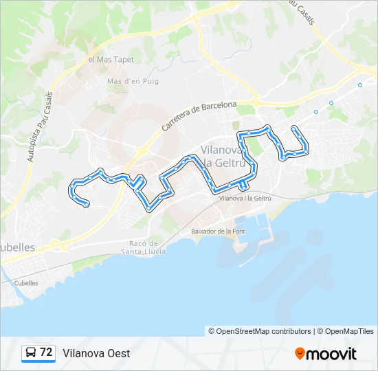 72 Bus Line Map