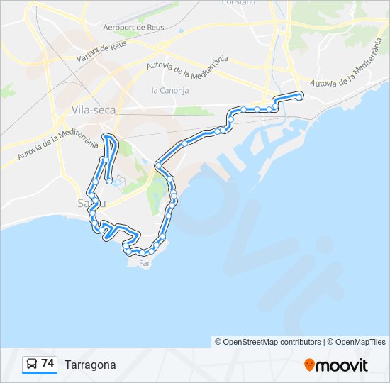 Mapa de 74 de autobús