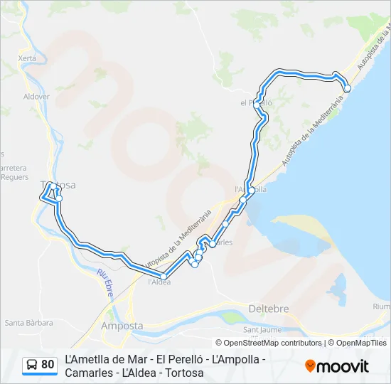 80 Bus Line Map