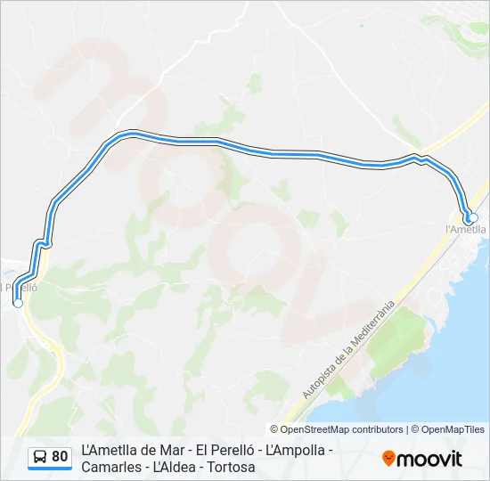 80 Bus Line Map
