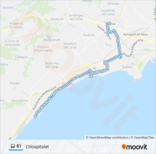 Mapa de 81 de autobús