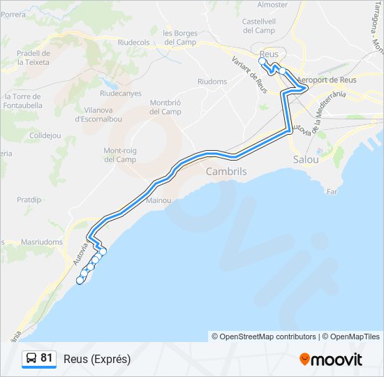 Mapa de 81 de autobús