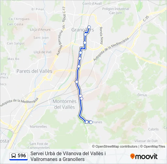 596 Bus Line Map