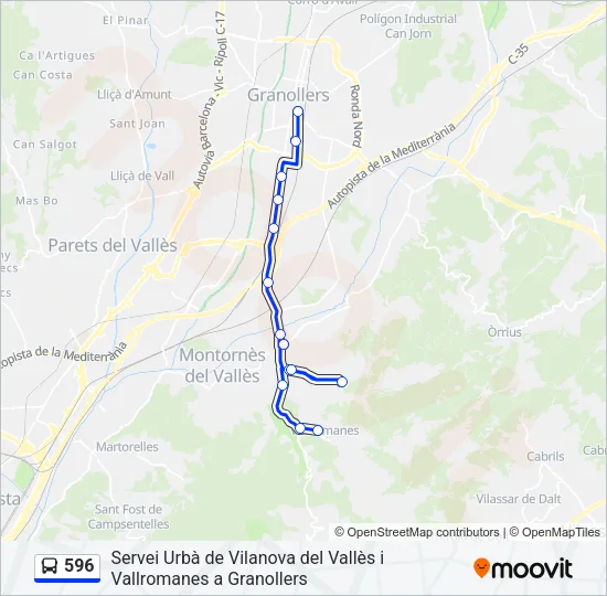 596 Bus Line Map