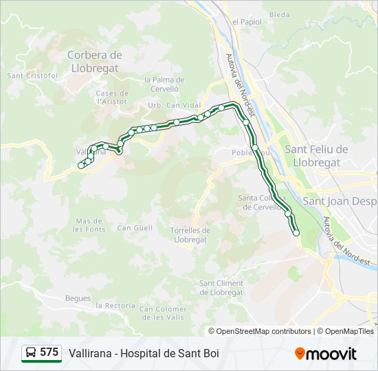 Mapa de 575 de autobús