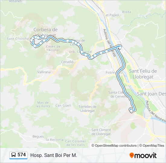 574 Bus Line Map