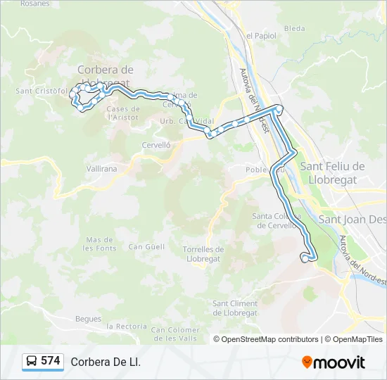 574 Bus Line Map