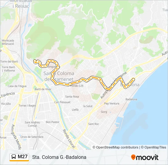 M27 Bus Line Map