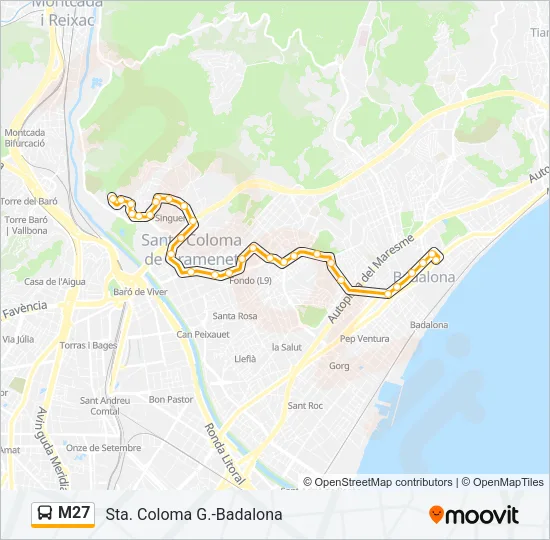 M27 Bus Line Map