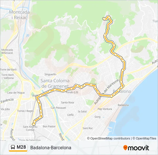 M28 Bus Line Map