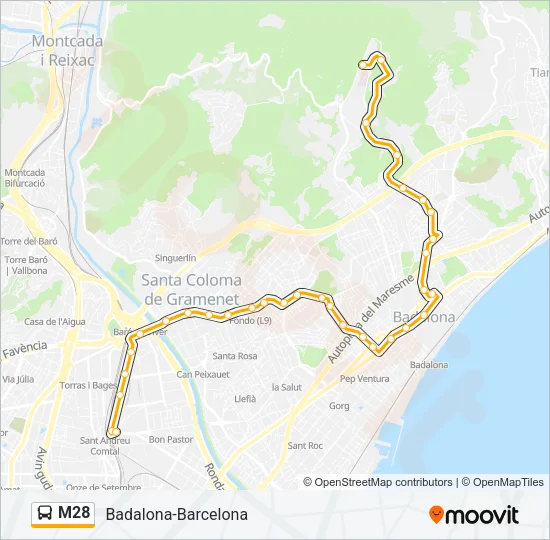M28 Bus Line Map
