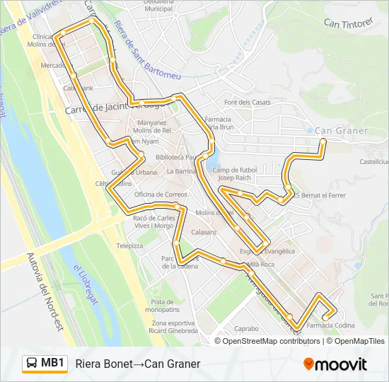 MB1 Bus Line Map