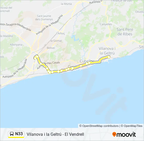 N33 Bus Line Map