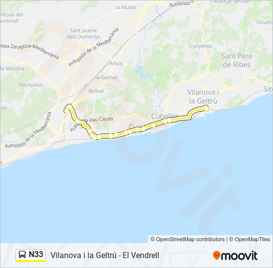 N33 Bus Line Map
