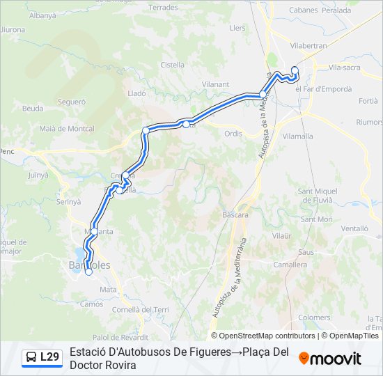 Mapa de L29 de autobús