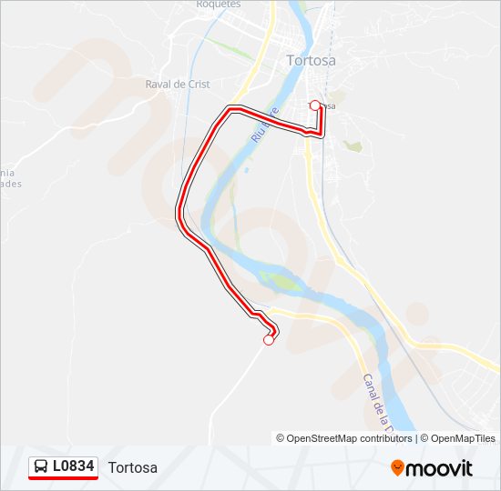 Mapa de L0834 de autobús