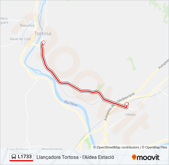 Mapa de L1733 de autobús