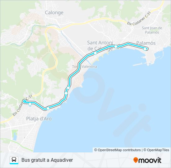 Mapa de AQUADIVER de autobús