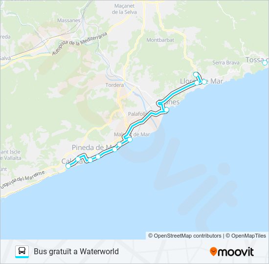 Mapa de WATERWORLD de autobús
