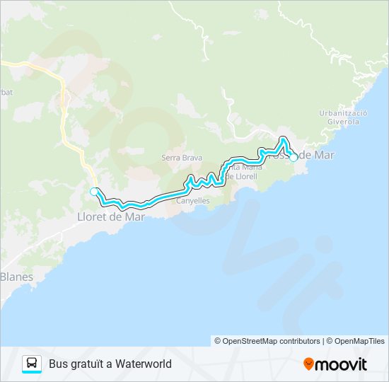 Mapa de WATERWORLD de autobús