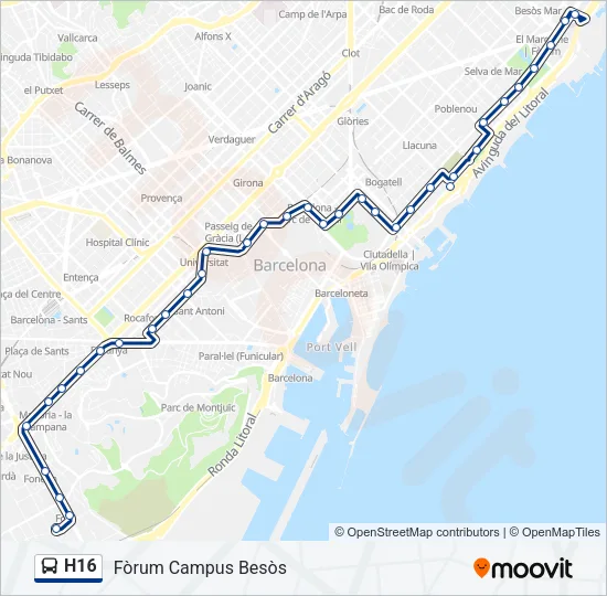 H16 Bus Line Map