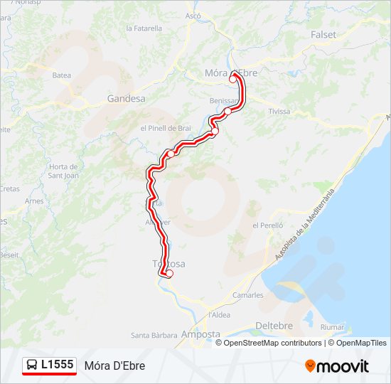 Mapa de L1555 de autobús