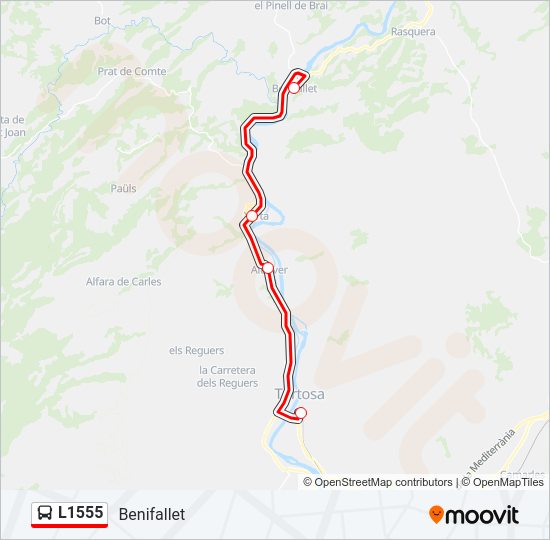 Mapa de L1555 de autobús