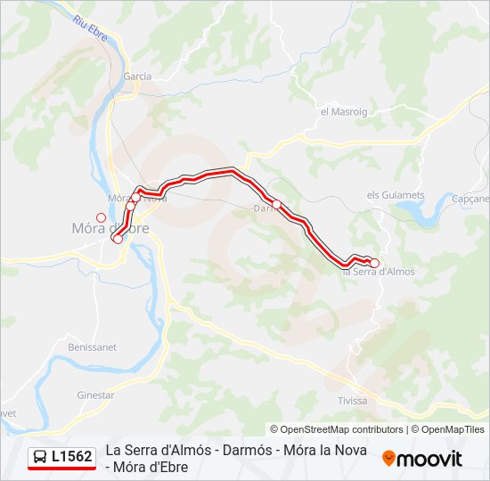 Mapa de L1562 de autobús
