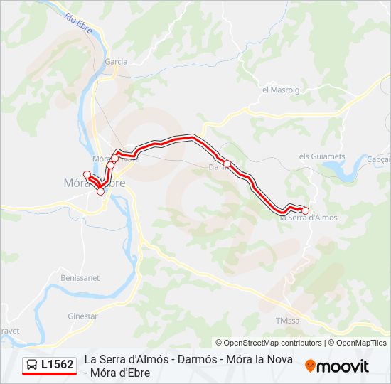 Mapa de L1562 de autobús