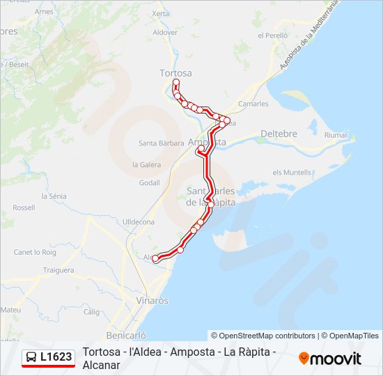 Mapa de L1623 de autobús