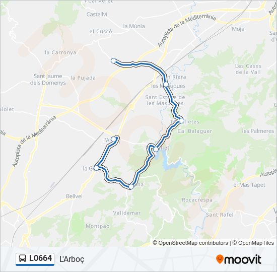 Mapa de L0664 de autobús