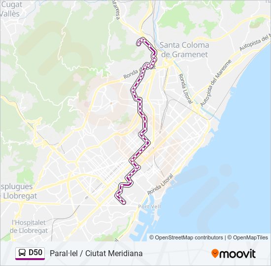 Mapa de D50 de autobús