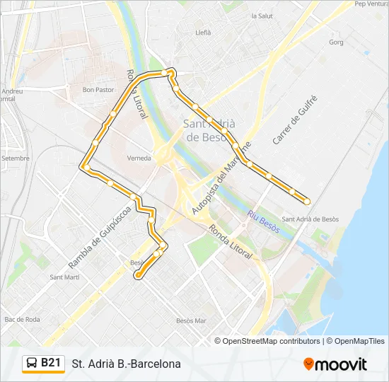 B21 Bus Line Map