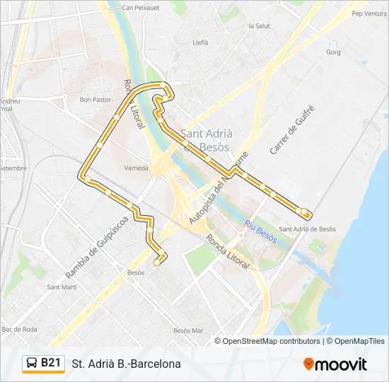 B21 Bus Line Map