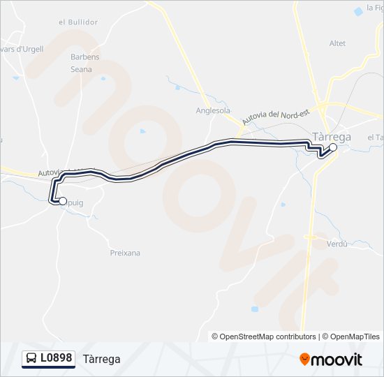 Mapa de L0898 de autobús