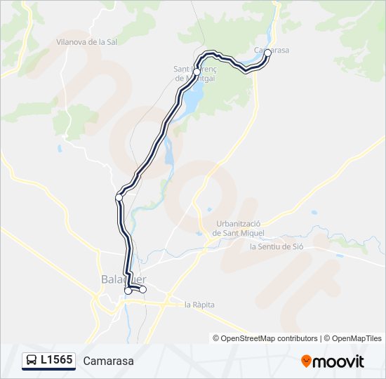 Mapa de L1565 de autobús