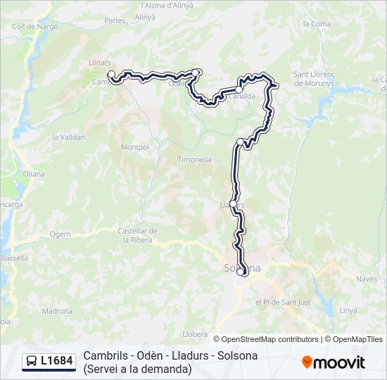 Mapa de L1684 de autobús