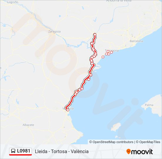 Mapa de L0981 de autobús