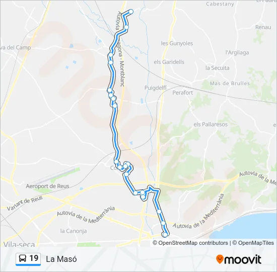 19 bus Mapa de línia