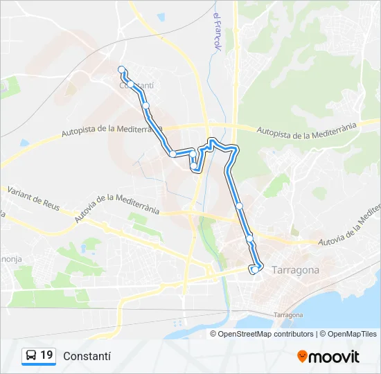 19 Bus Line Map