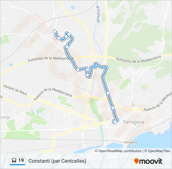 19 Bus Line Map