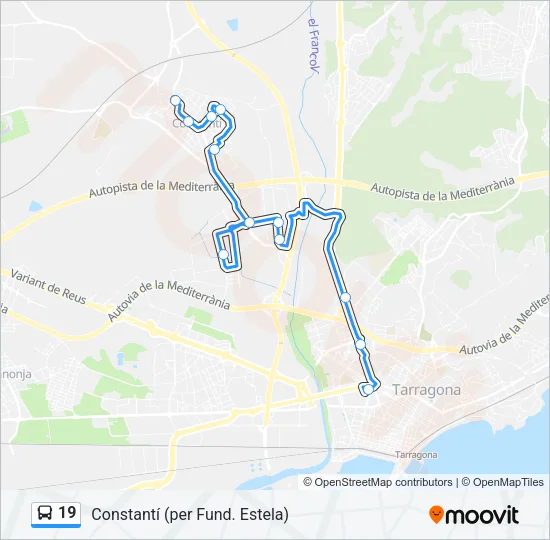 19 Bus Line Map