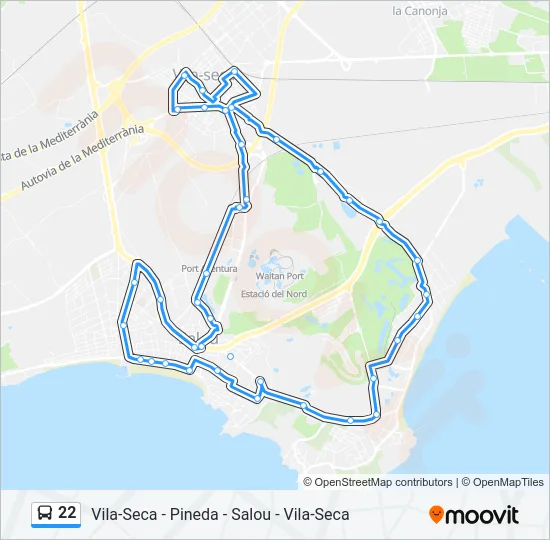 22 Bus Line Map