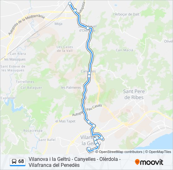 68 bus Line Map