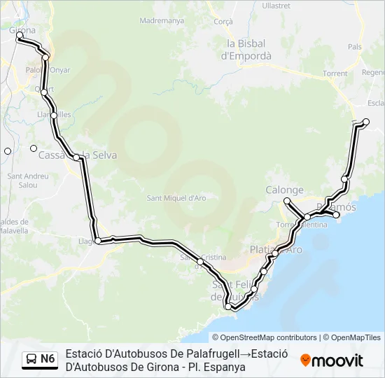 N6 Bus Line Map