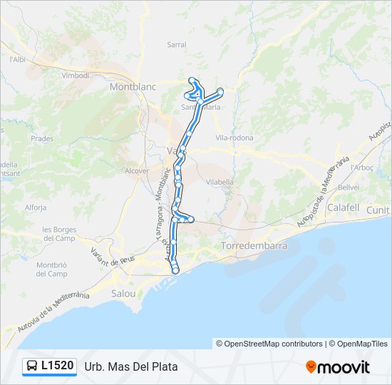 Mapa de L1520 de autobús