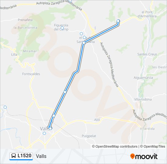 Mapa de L1520 de autobús