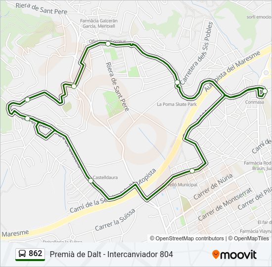 Mapa de 862 de autobús