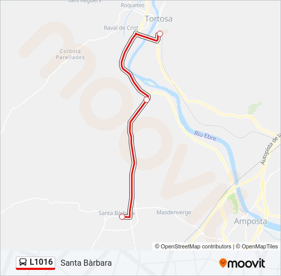 Mapa de L1016 de autobús